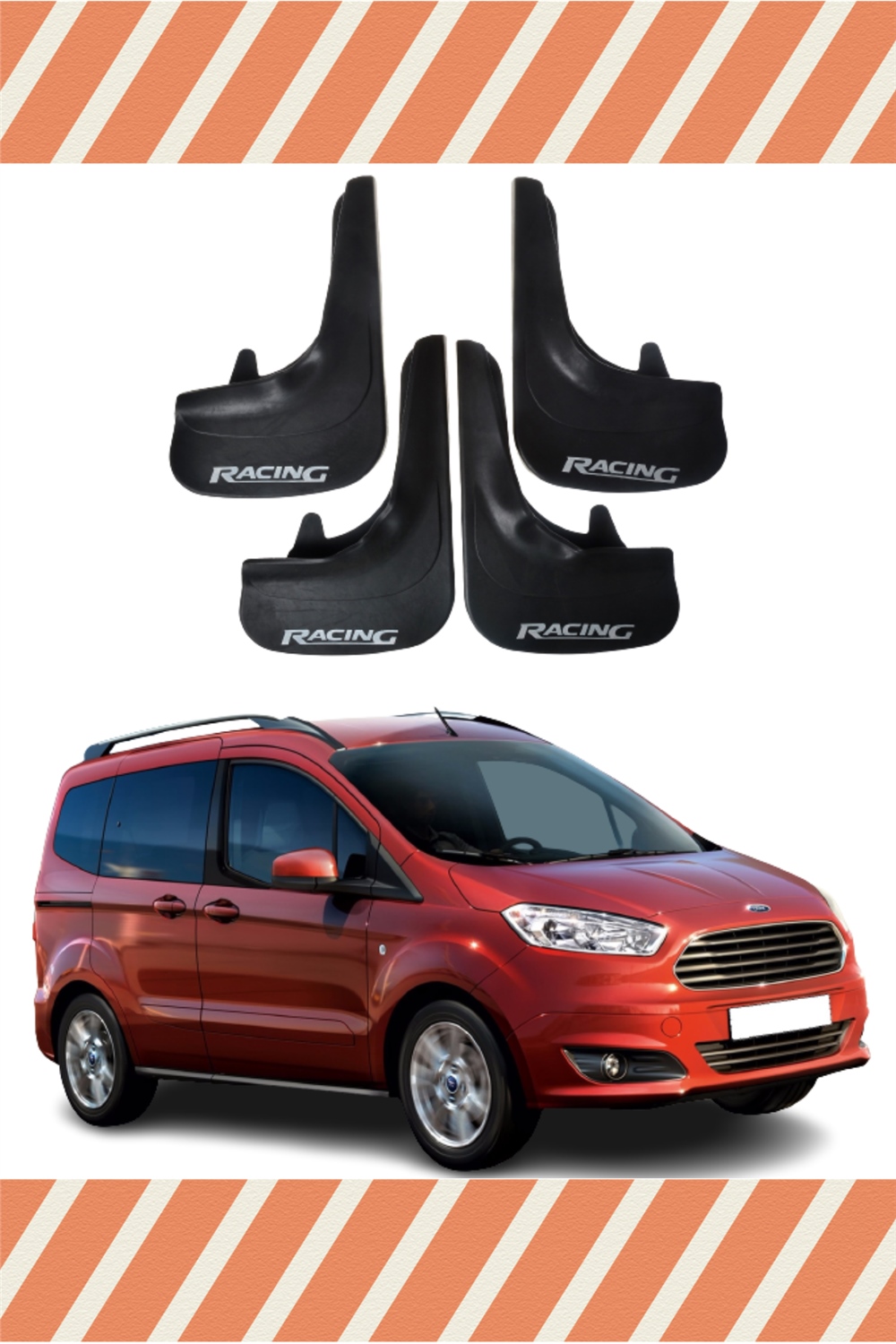 Ford Courier Racing Yazılı 4'Lü Tozluk Çamurluk Paçalık    