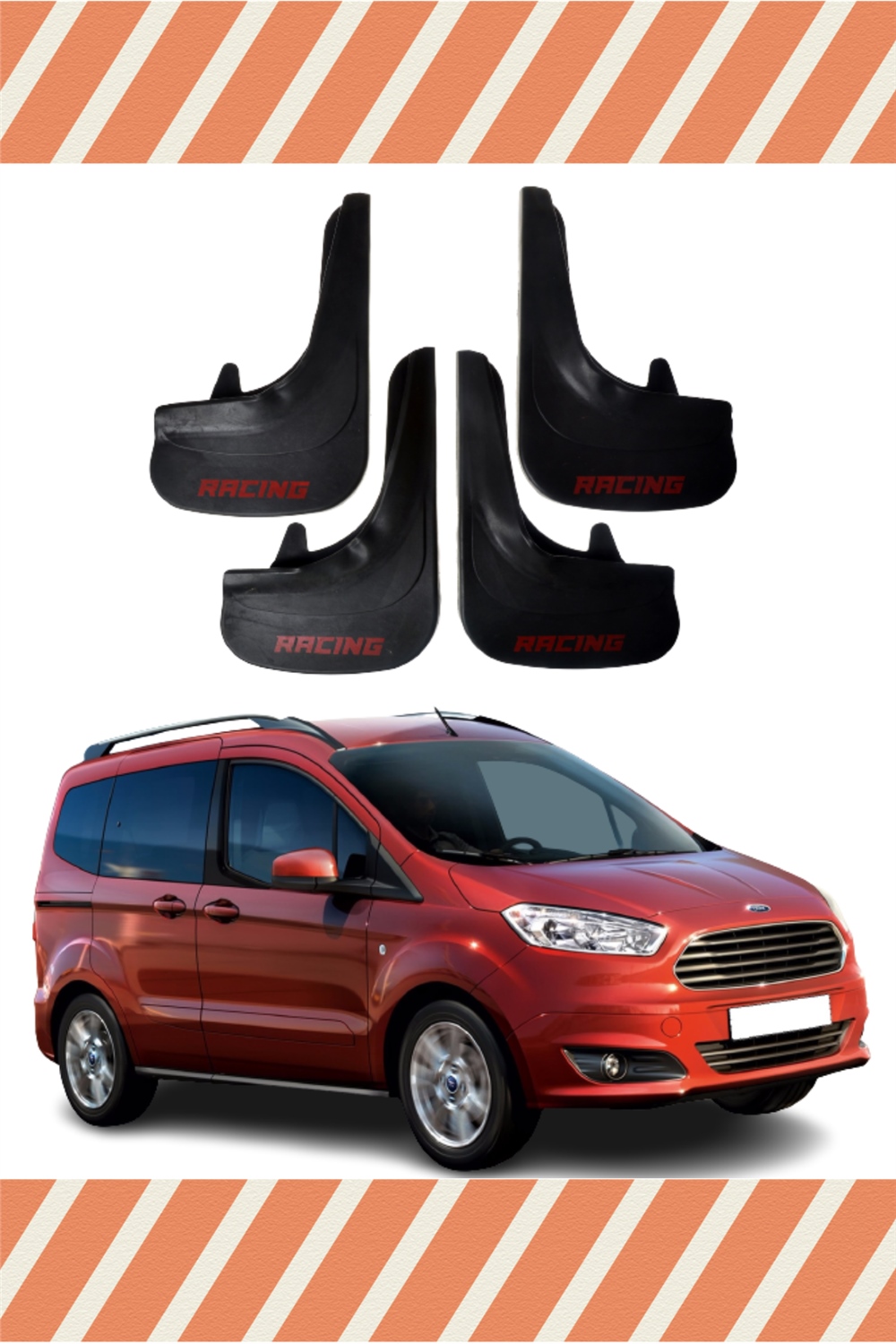 Ford Courier Racing Yazılı 4'Lü Tozluk Çamurluk Paçalık    