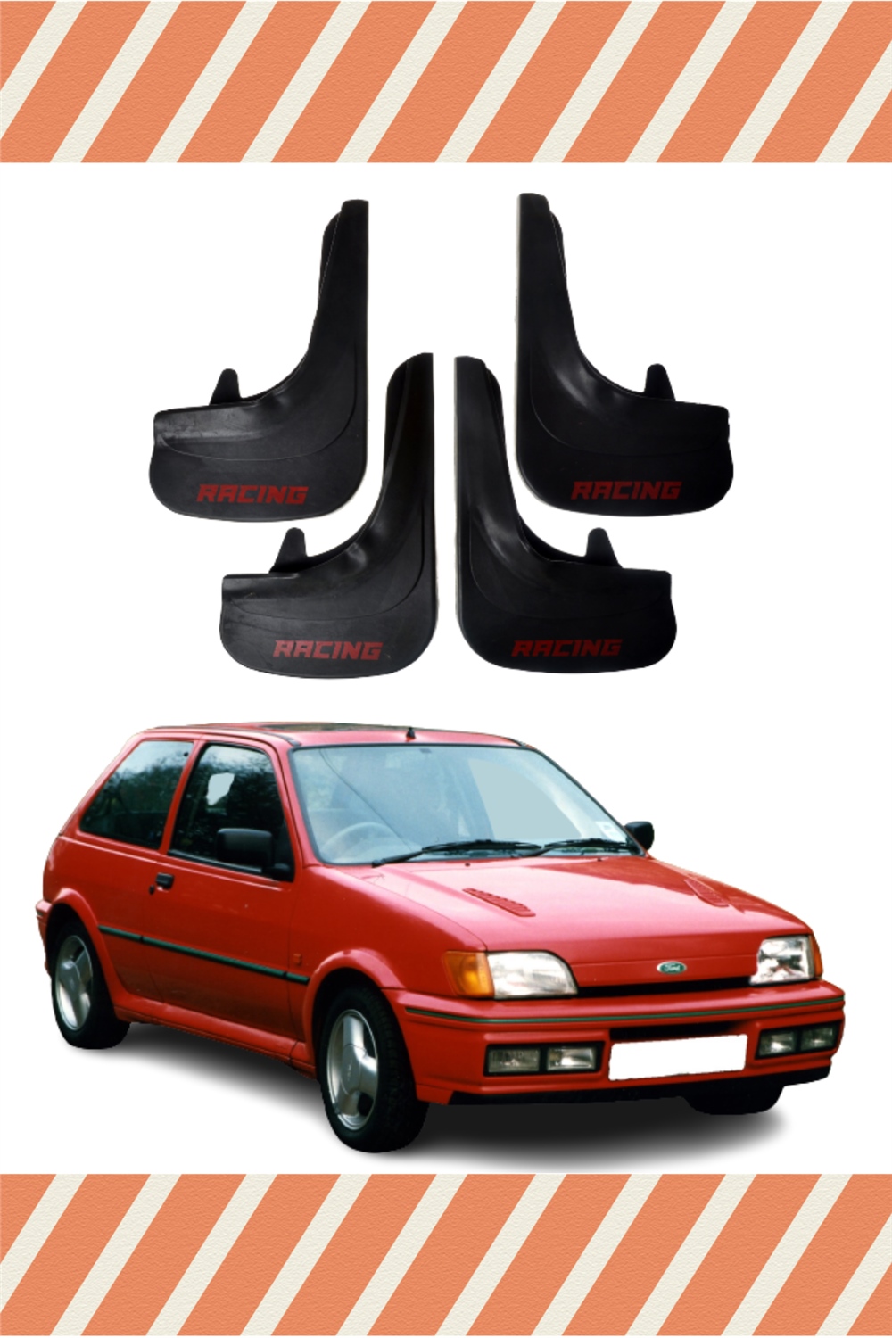 Ford Fiesta 1990-2002 Racing Yazılı 4'Lü Tozluk Çamurluk Paçalık    