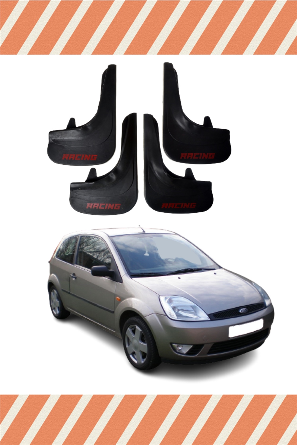Ford Fiesta 2002-2009 Racing Yazılı 4'Lü Tozluk Çamurluk Paçalık    