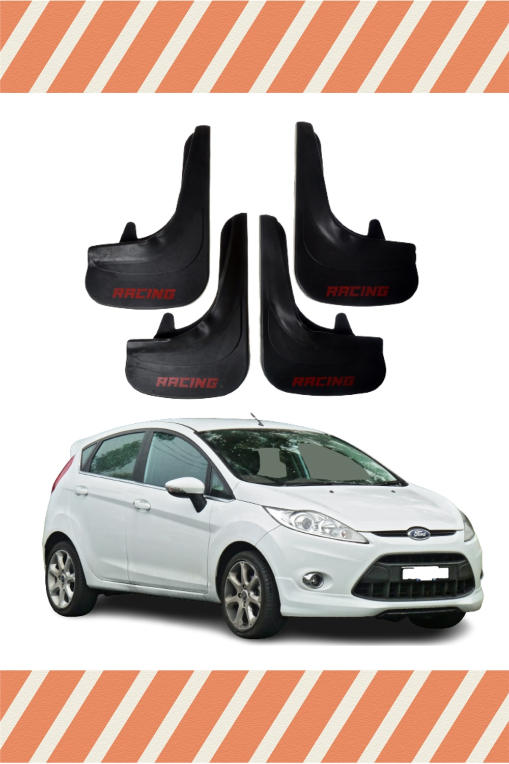 Ford Fiesta 2010-2017 Racing Yazılı 4'Lü Tozluk Çamurluk Paçalık    