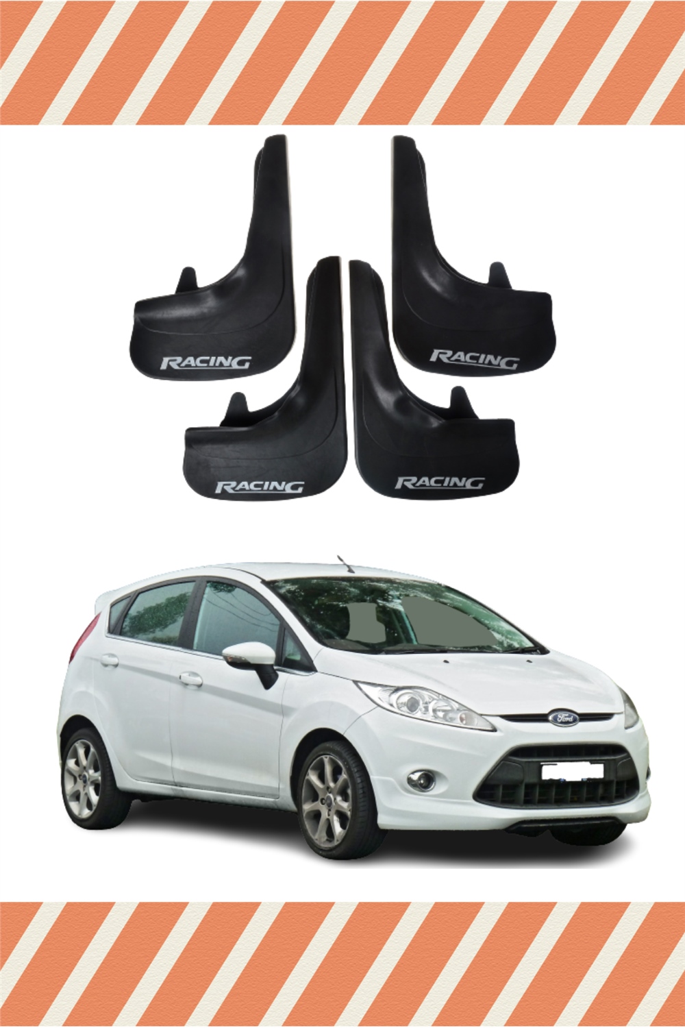 Ford Fiesta 2010-2017 Racing Yazılı 4'Lü Tozluk Çamurluk Paçalık    