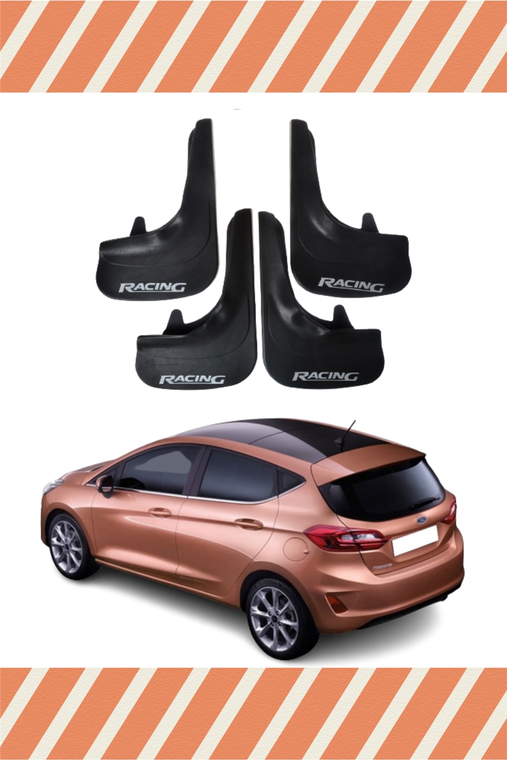 Ford Fiesta 2018 Ve Sonrası Racing Yazılı 4'Lü Tozluk Çamurluk Paçalık    