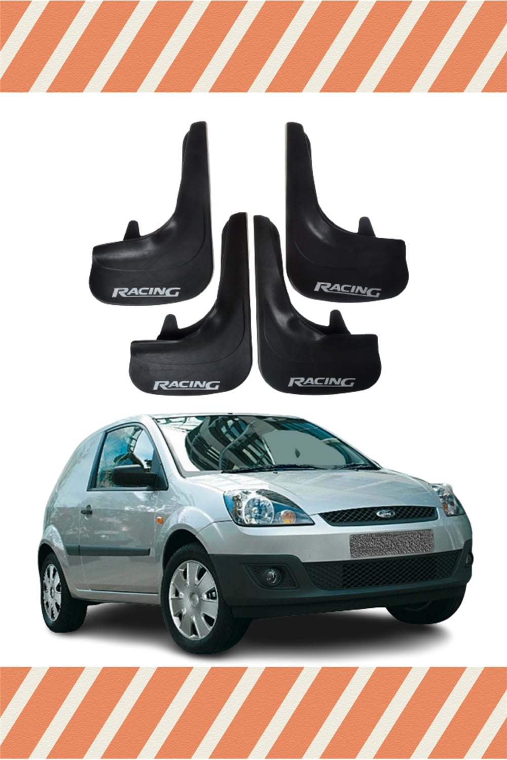 Ford Fiesta Van 2005 Ve Sonrası Racing Yazılı 4'Lü Tozluk Çamurluk Paçalık    