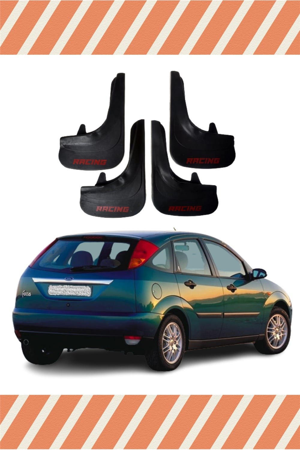 Ford Focus 1 Hb 1998-2004 Racing Yazılı 4'Lü Tozluk Çamurluk Paçalık    