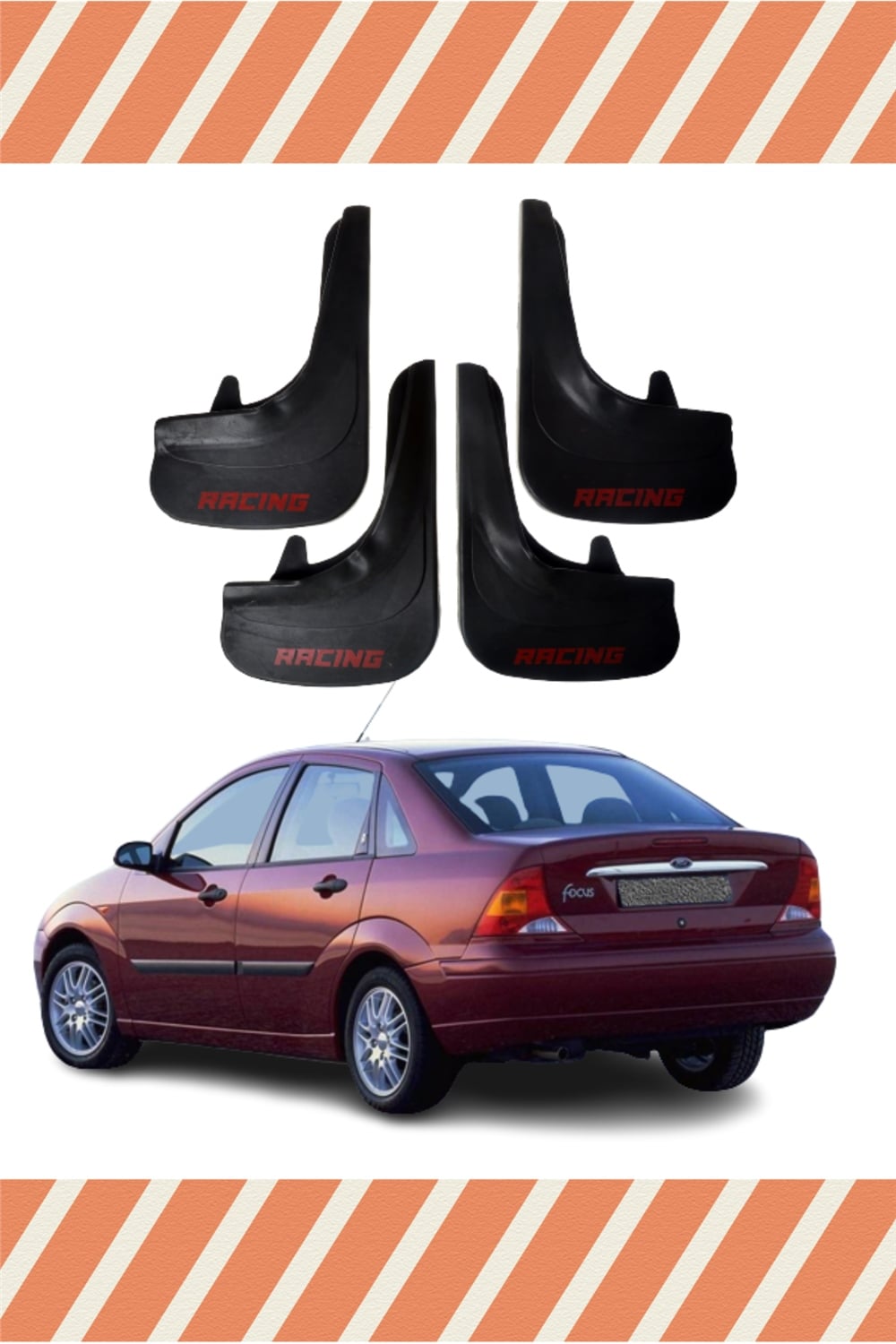 Ford Focus 1 Sd 1998-2004 Racing Yazılı 4'Lü Tozluk Çamurluk Paçalık    