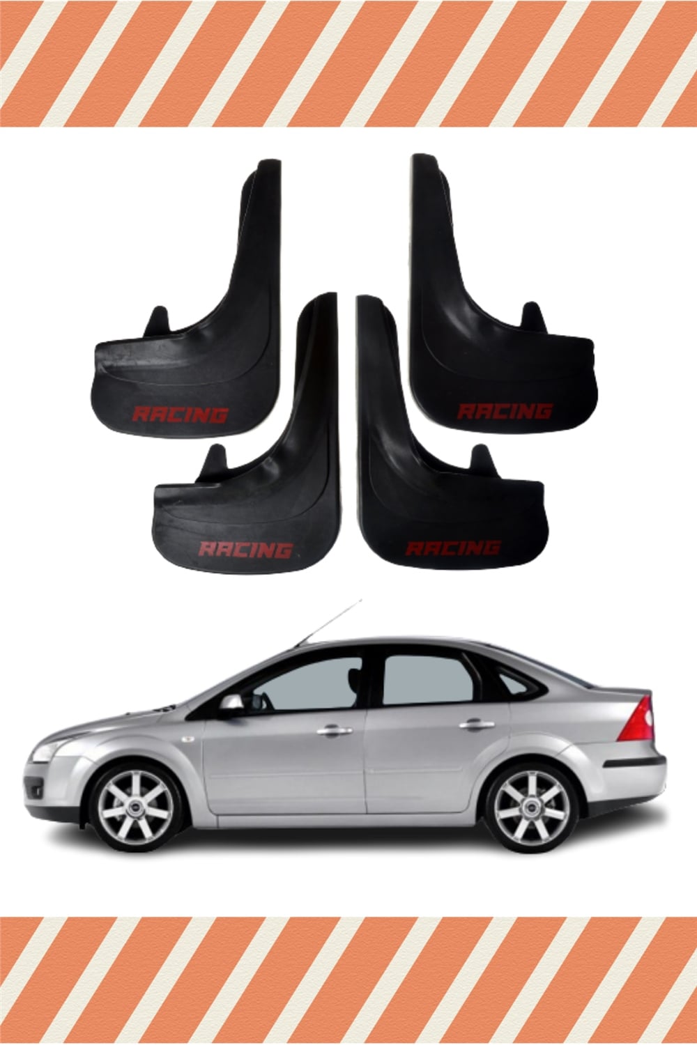 Ford Focus 2 Sd 2005-2011 Racing Yazılı 4'Lü Tozluk Çamurluk Paçalık     