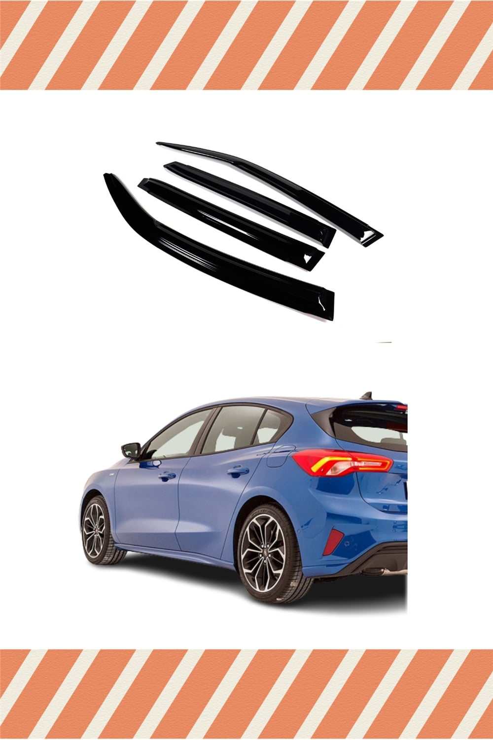 Ford Focus 4 Hb 2015-2018 Modellerine Özel 4Lü Mügen Tip Cam Rüzgarlığı