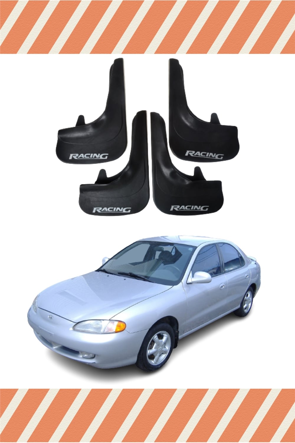 Honda Elentra 1996-2001 Racing Yazılı 4'Lü Tozluk Çamurluk Paçalık    