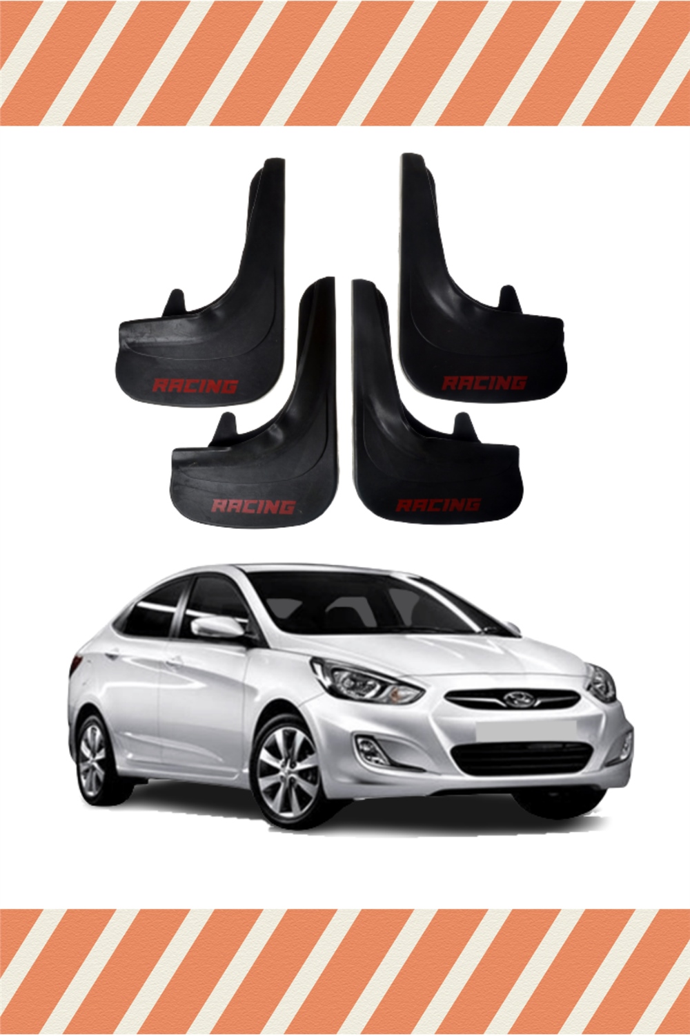 Hyundai Accent Blue Racing Yazılı 4'Lü Tozluk Çamurluk Paçalık    