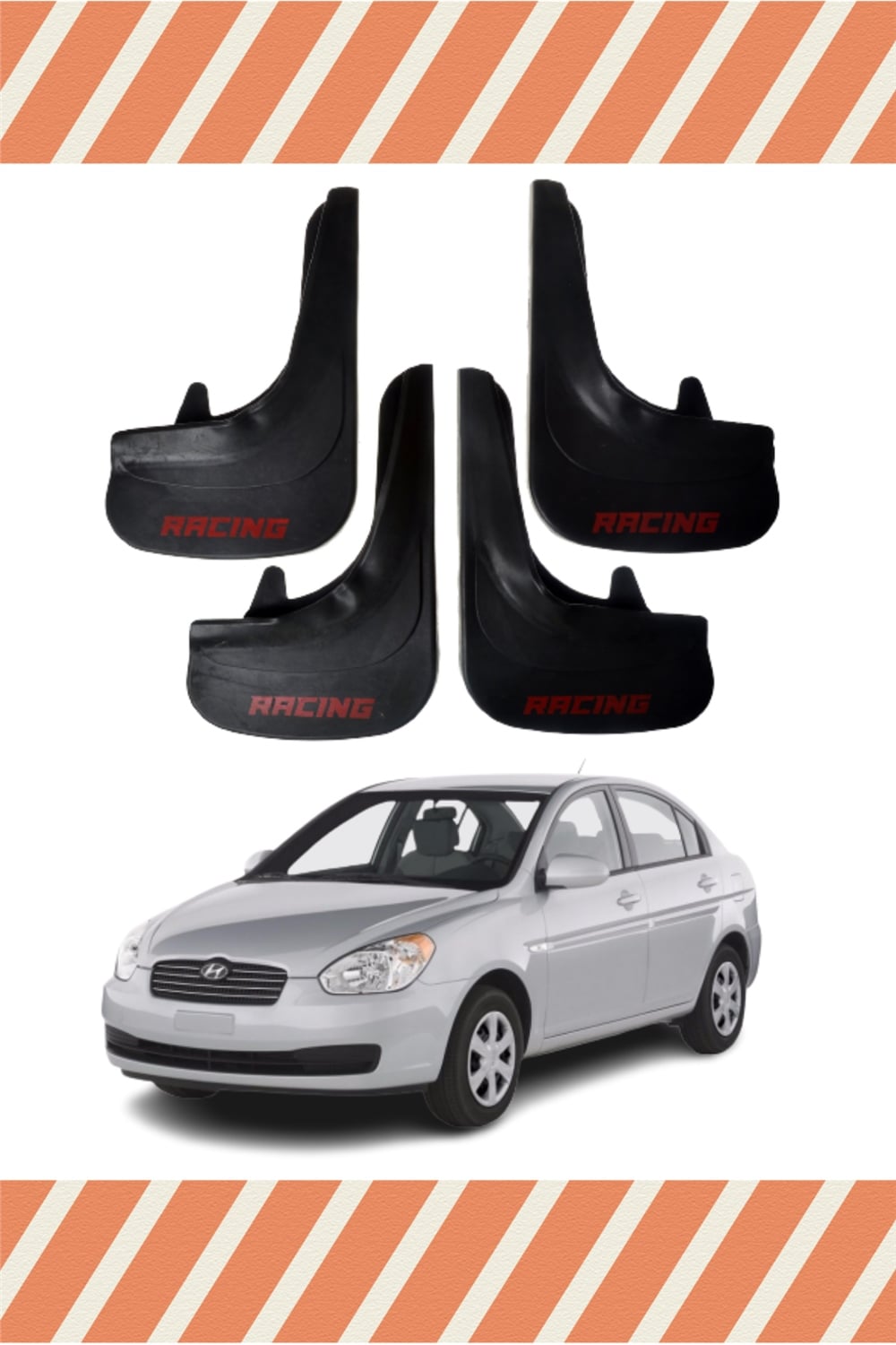 Hyundai Accent Era Racing Yazılı 4'Lü Tozluk Çamurluk Paçalık    
