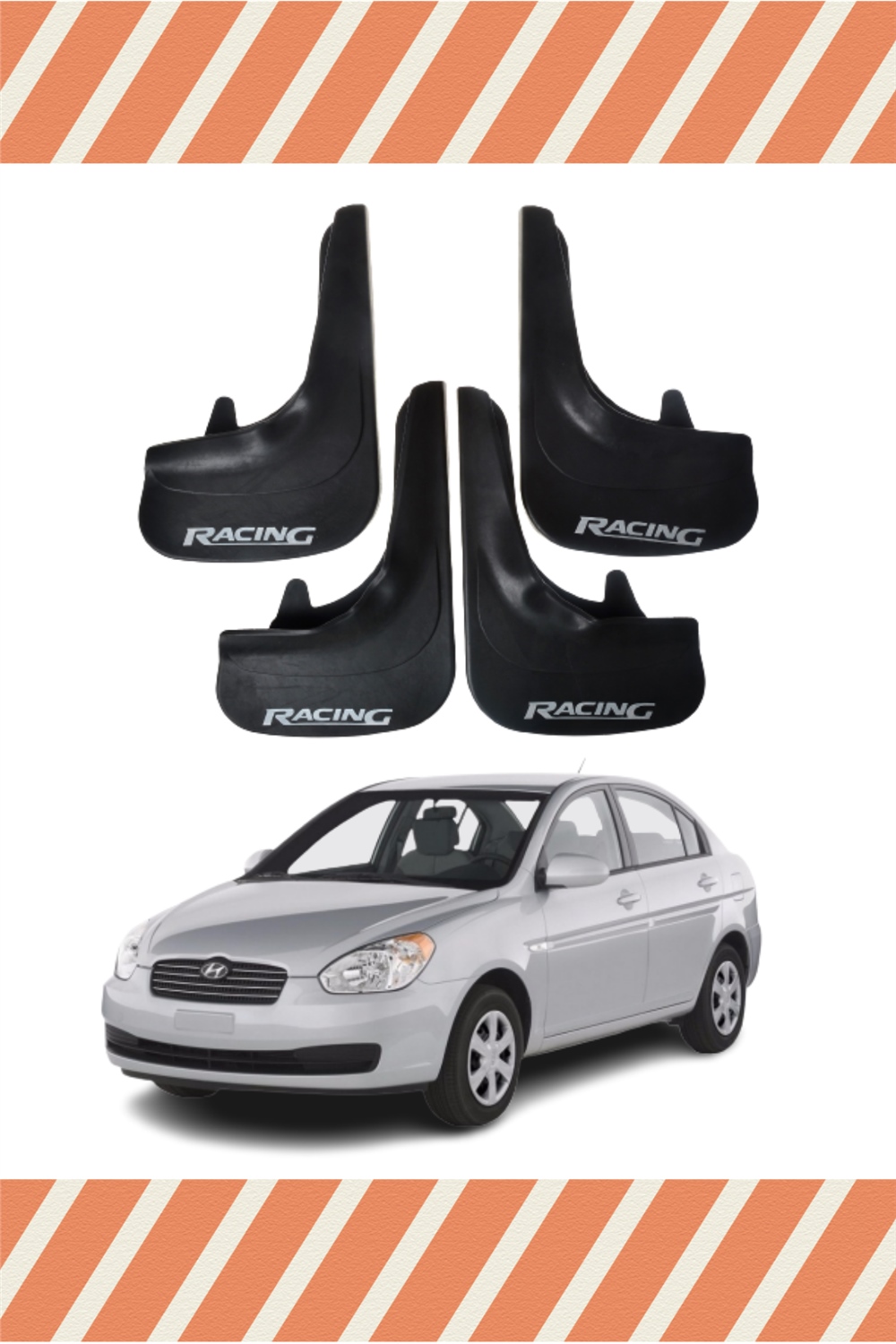 Hyundai Accent Era Racing Yazılı 4'Lü Tozluk Çamurluk Paçalık    
