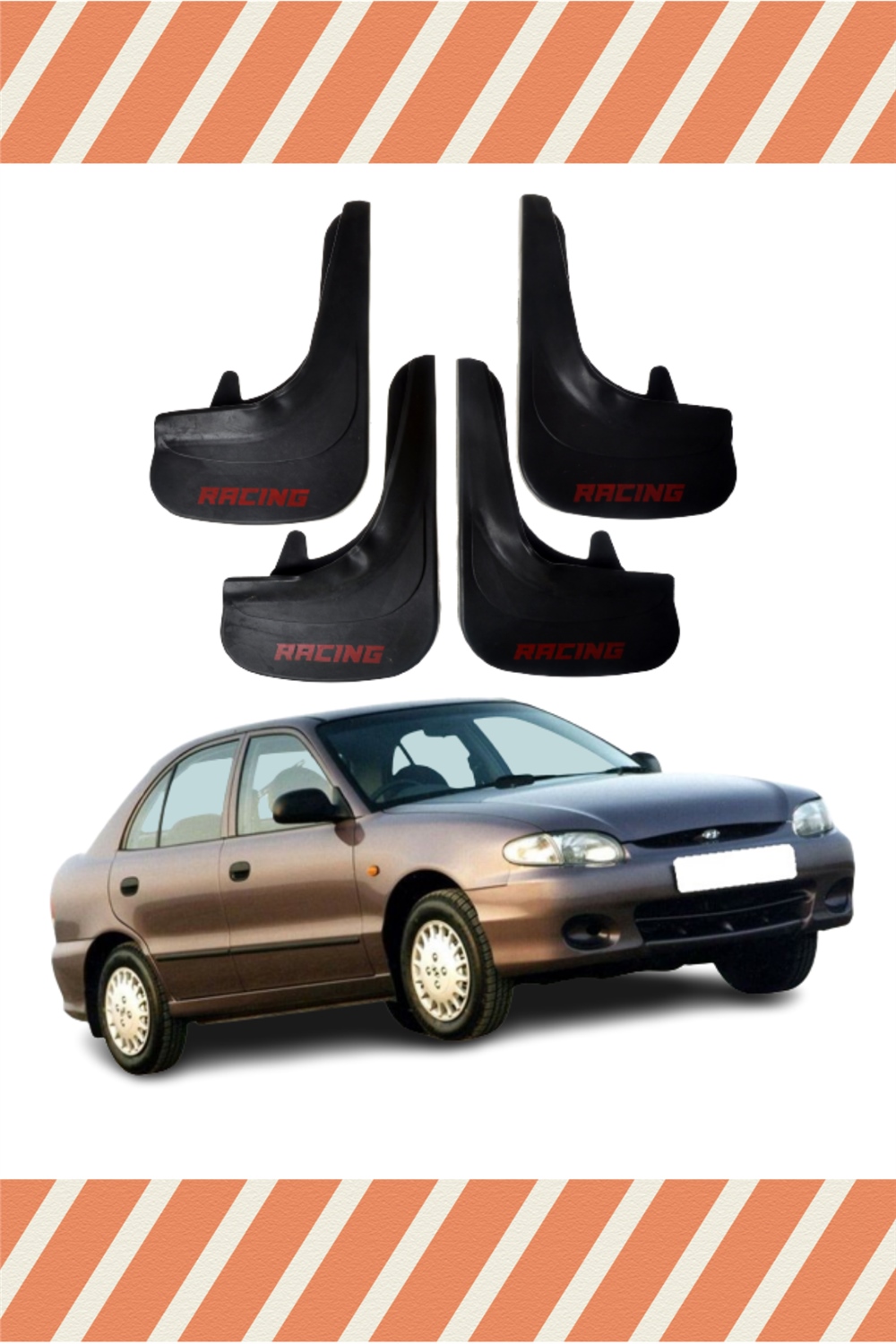 Hyundai Accent Yumurta Kasa Racing Yazılı 4'Lü Tozluk Çamurluk Paçalık    