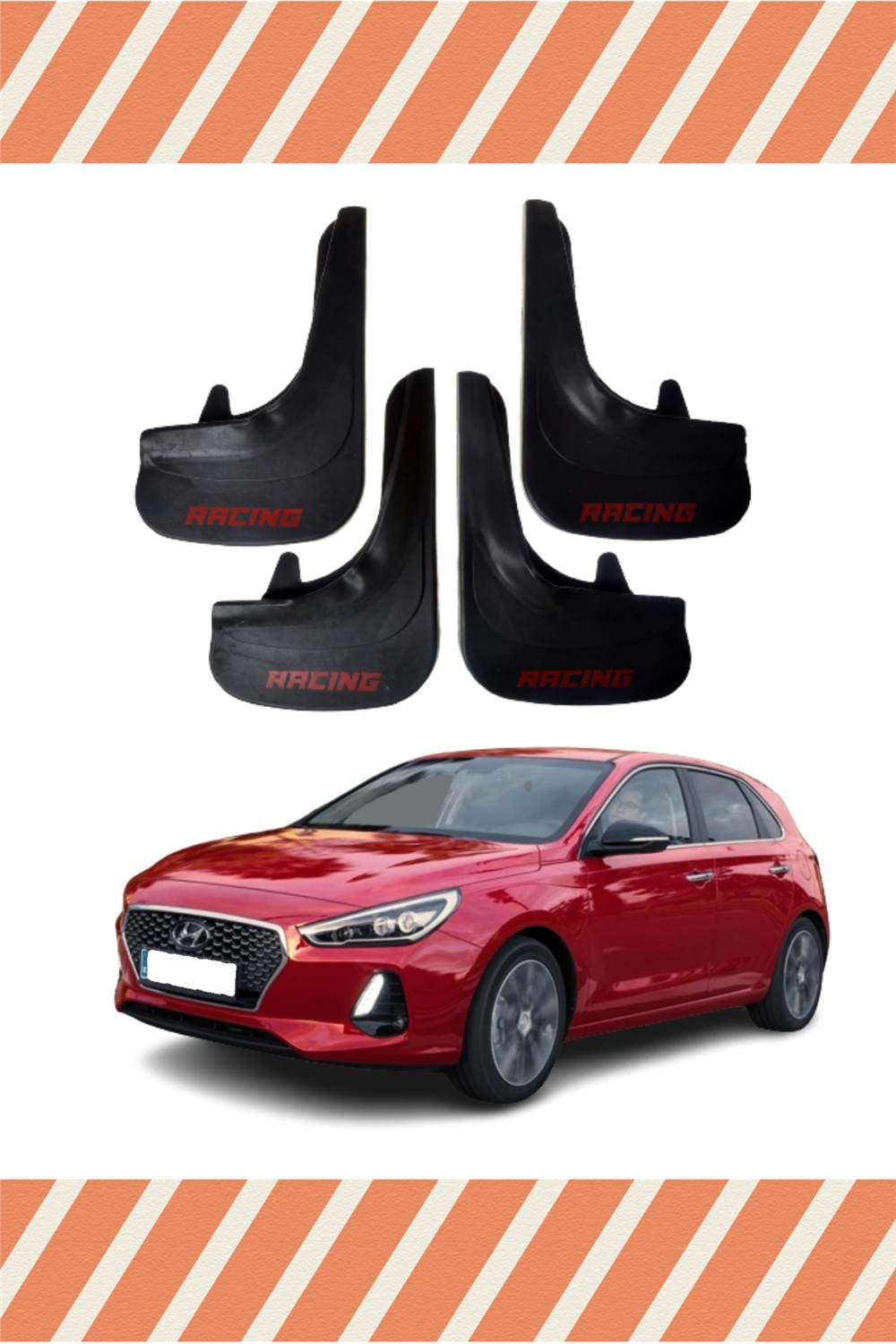 Hyundai İ30 Racing Yazılı 4'Lü Tozluk Çamurluk Paçalık   