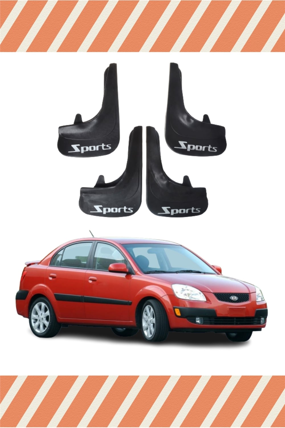 Kia Rio 2006-2011 Sports Yazılı 4Lü Tozluk Çamurluk Paçalık   