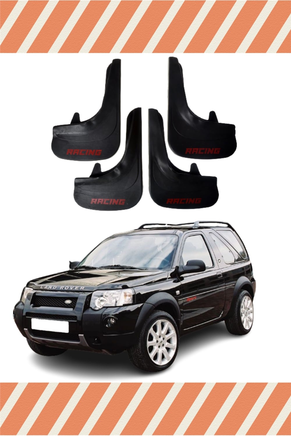 Land Rover Freelander 1 Racing Yazılı 4'Lü Tozluk Çamurluk Paçalık   