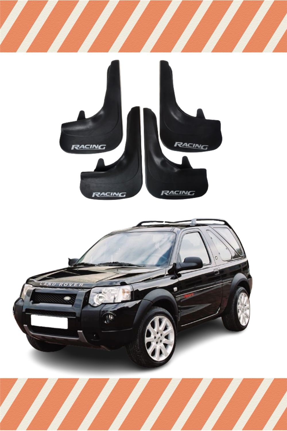 Land Rover Freelander 1 Racing Yazılı 4'Lü Tozluk Çamurluk Paçalık   