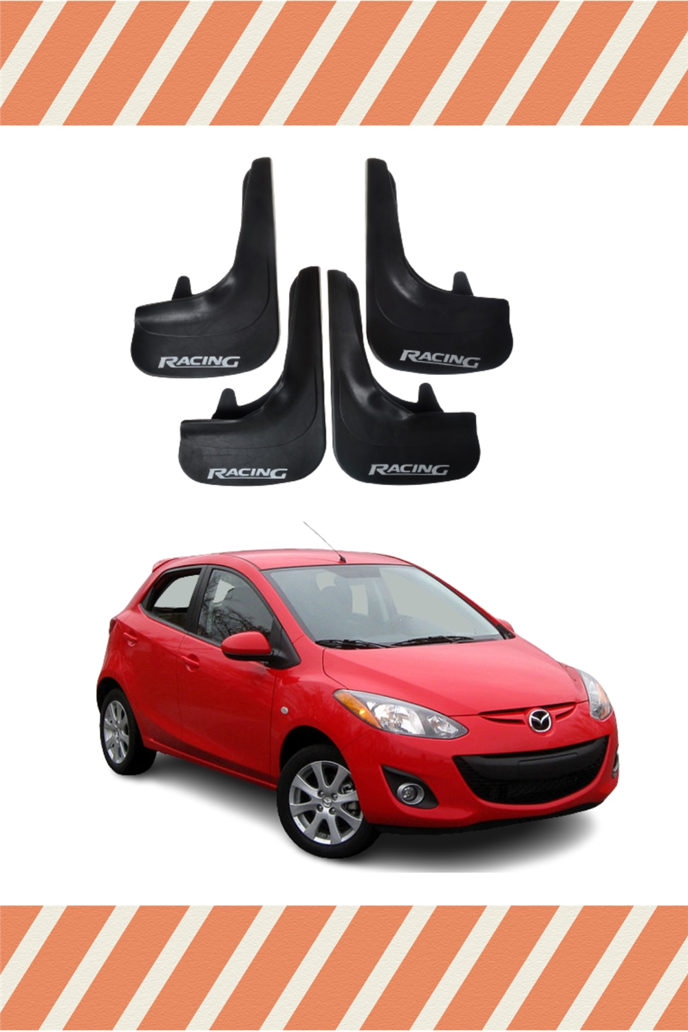 Mazda 2 Racing Yazılı 4'Lü Tozluk Çamurluk Paçalık   