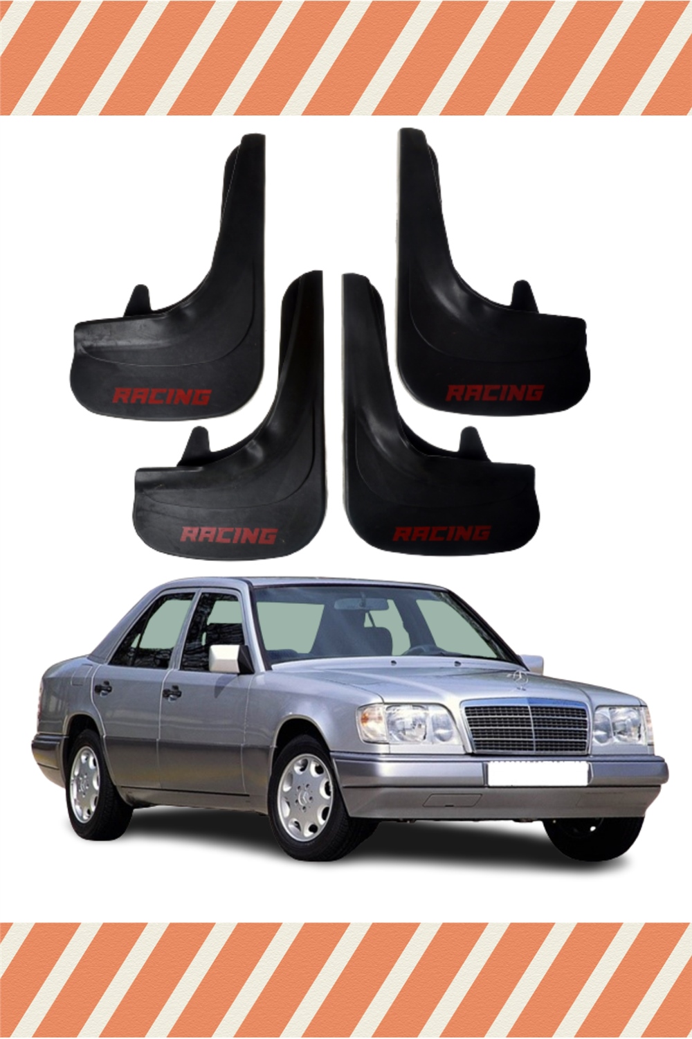 Mercedes 200E Racing Yazılı 4'Lü Tozluk Çamurluk Paçalık   