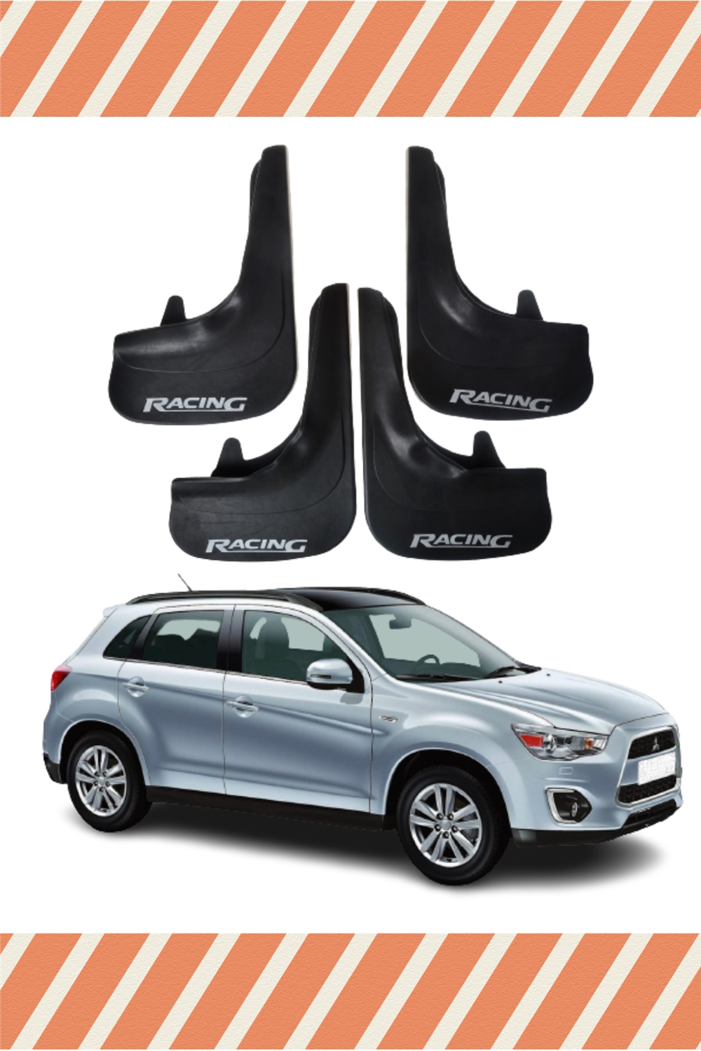 Mitsubishi Asx Racing Yazılı 4'Lü Tozluk Çamurluk Paçalık   
