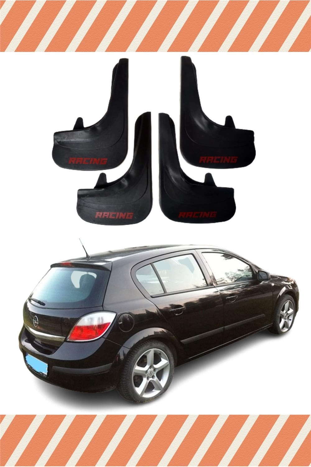 Opel Astra H Hb 2004-2015 Racing Yazılı 4'Lü Tozluk Çamurluk Paçalık 