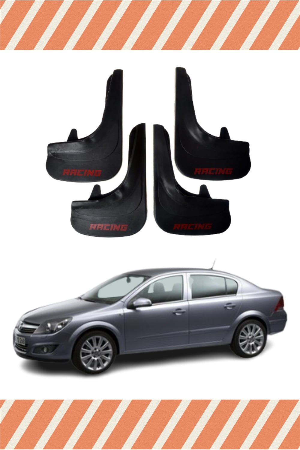 Opel Astra H Sd 2008-2017 Racing Yazılı 4'Lü Tozluk Çamurluk Paçalık 
