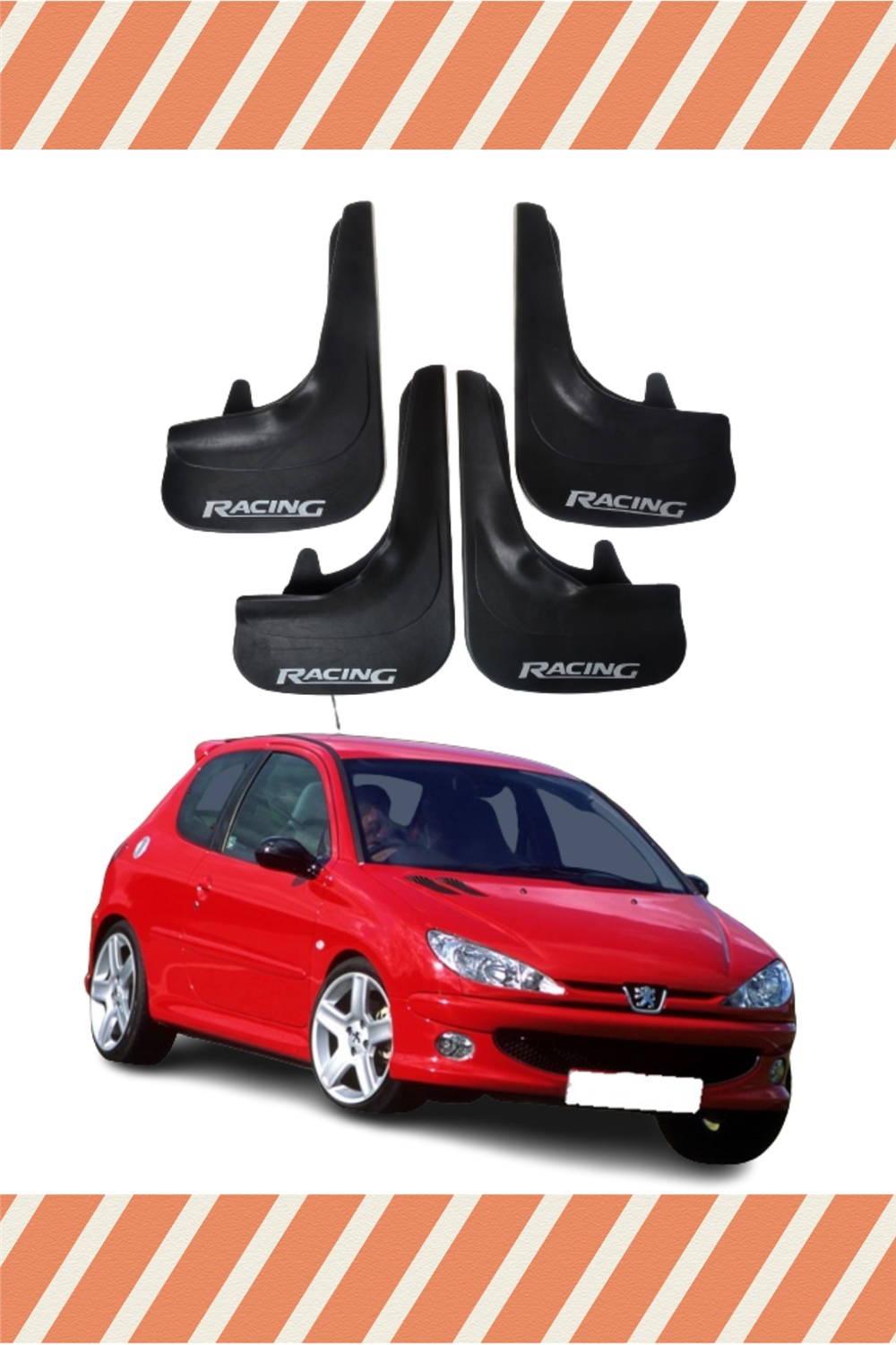 Peugeot 206 Hb Peugeot 106 Racing Yazılı 4'Lü Tozluk Çamurluk Paçalık