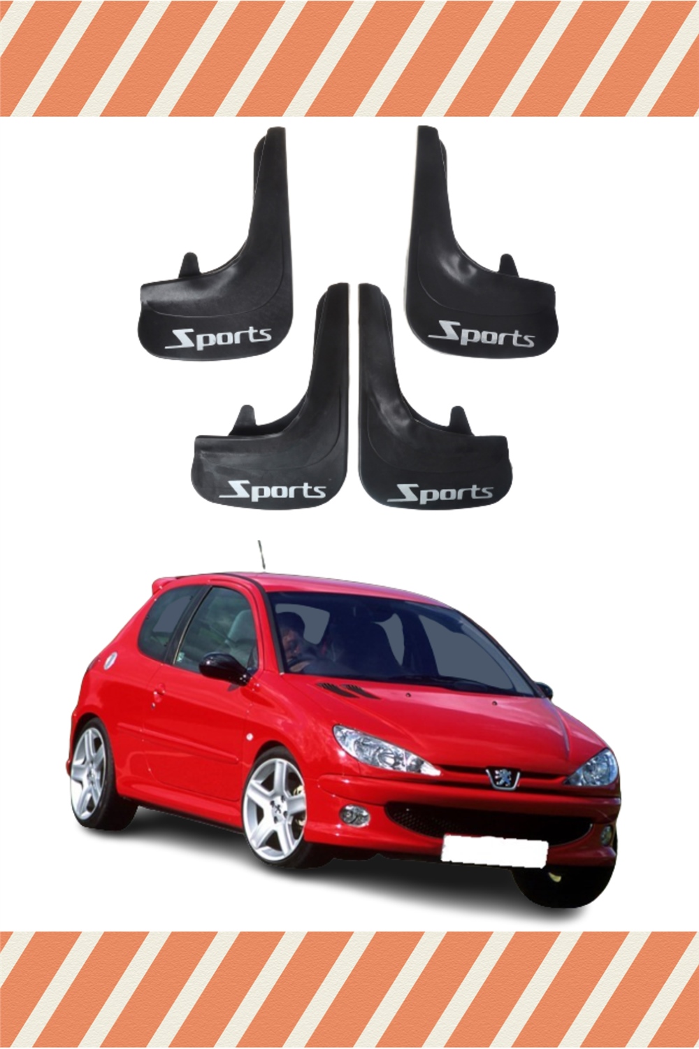 Peugeot 206 Hb Sports Yazılı 4'Lü Tozluk Çamurluk Paçalık 