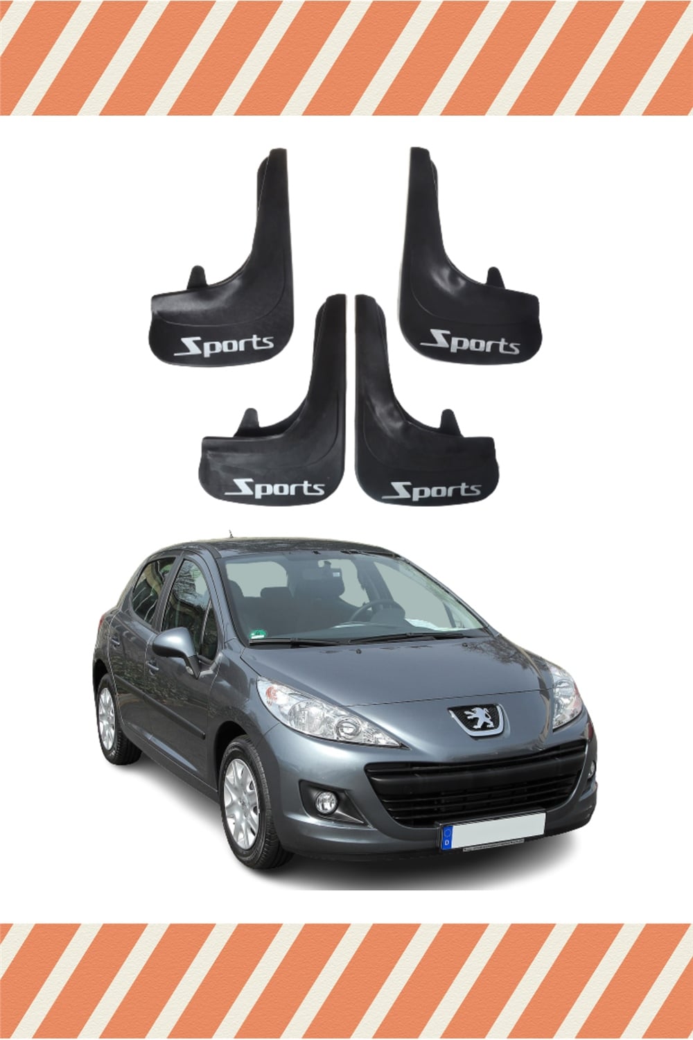 Peugeot 207 Sports Yazılı 4Lü Tozluk Çamurluk Paçalık 