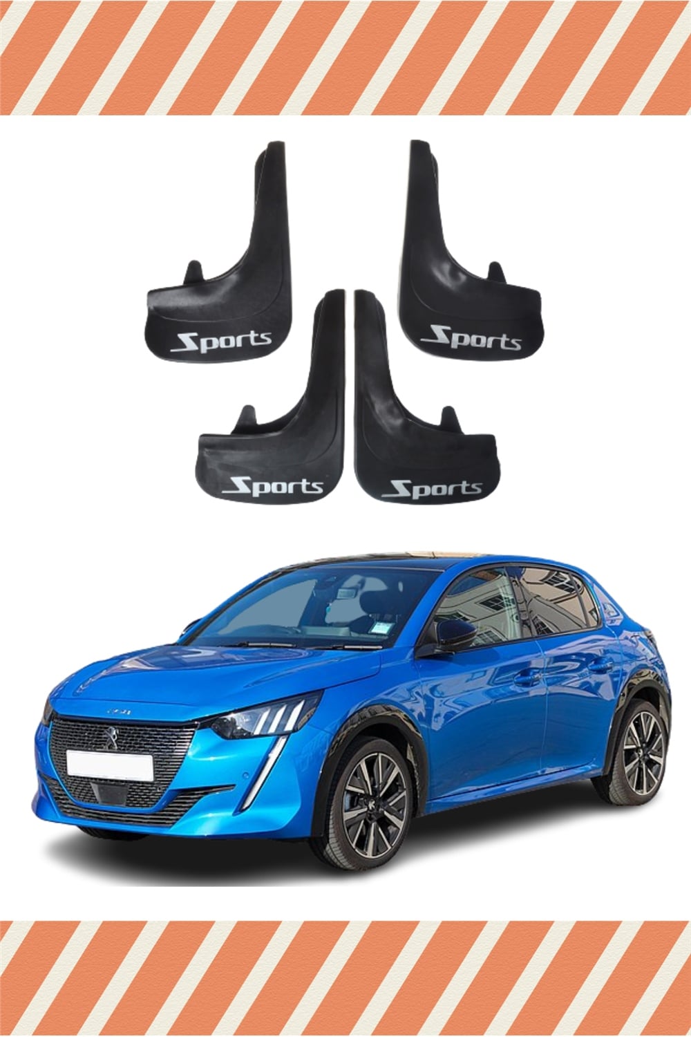 Peugeot 208 Tüm Kasalar Sports Yazılı 4Lü Tozluk Çamurluk Paçalık 