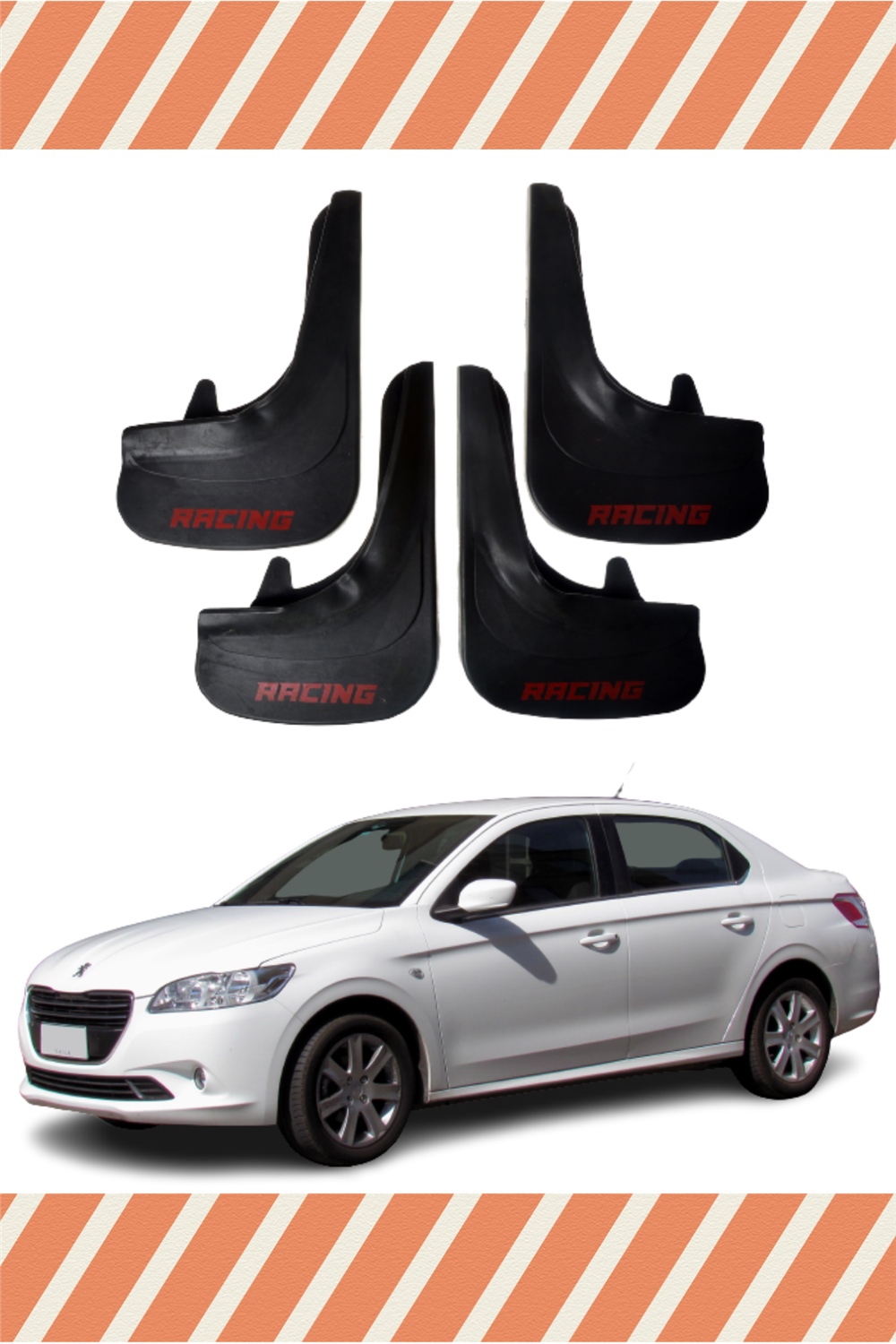 Peugeot 301 Racing Yazılı 4'Lü Tozluk Çamurluk Paçalık 