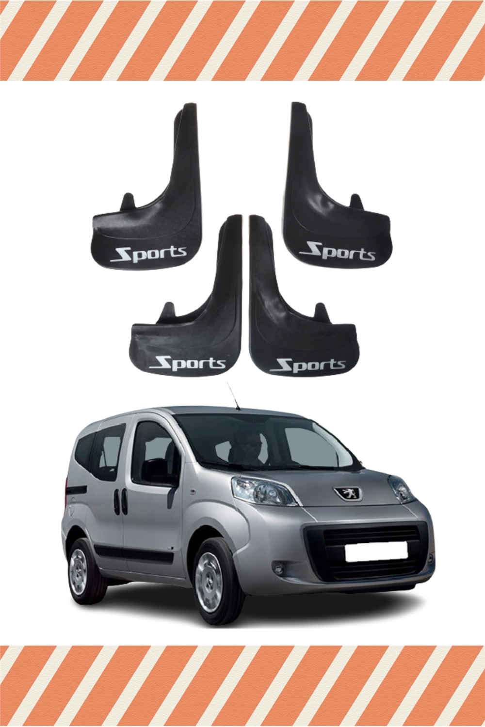 Peugeot Bipper Tepee Sports Yazılı 4Lü Tozluk Çamurluk Paçalık 