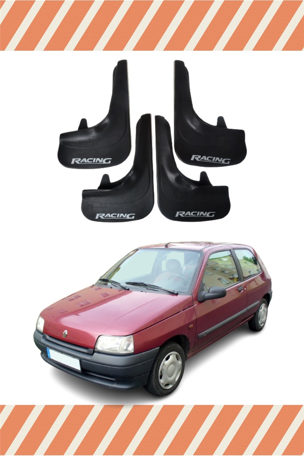 Renault Clio 1 Racing Yazılı 4'Lü Tozluk Çamurluk Paçalık 