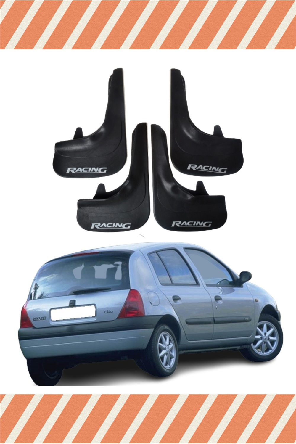 Renault Clio 2 Hb 1998-2006 Racing Yazılı 4'Lü Tozluk Çamurluk Paçalık 