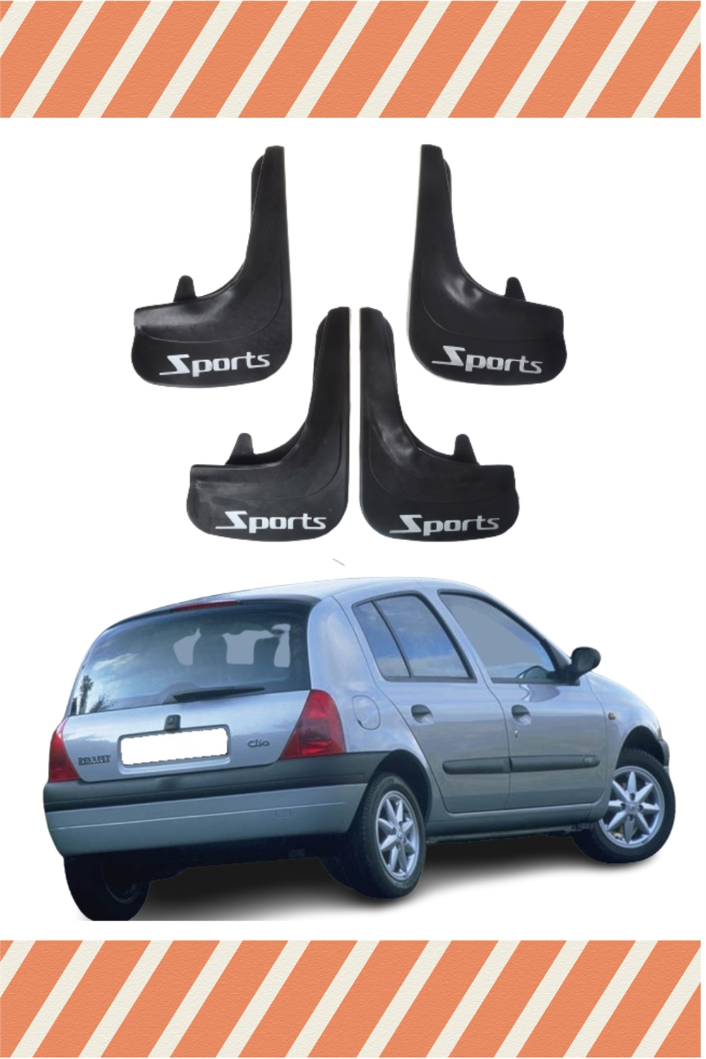 Renault Clio 2 Hb 1998-206 Sports Yazılı 4Lü Tozluk Çamurluk Paçalık 