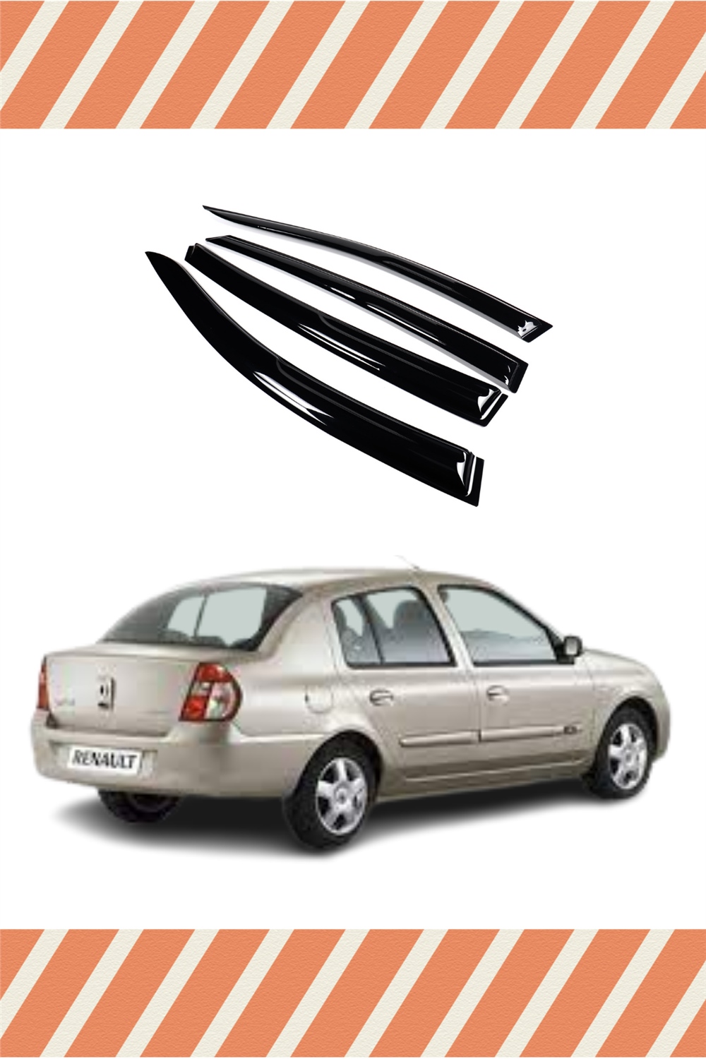 Renault Clio 2  Sedan 1999-2008 Modellerine Özel 4Lü Mügen Tip Cam Rüzgarlığı