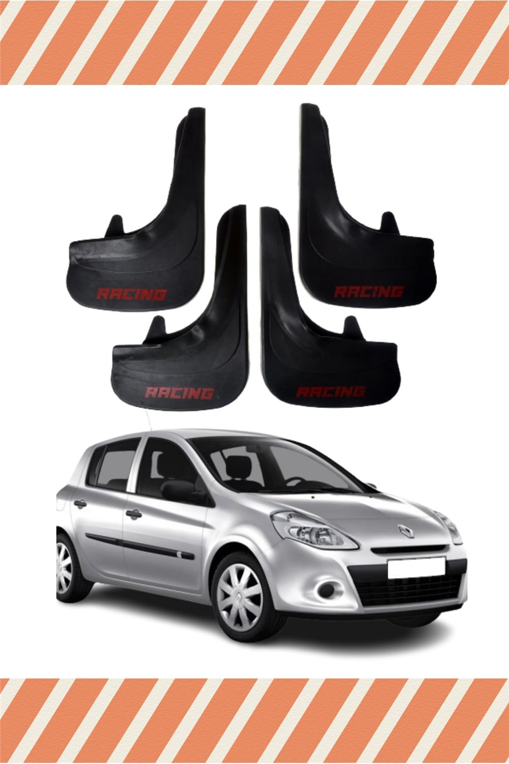 Renault Clio 3 Racing Yazılı 4'Lü Tozluk Çamurluk Paçalık 