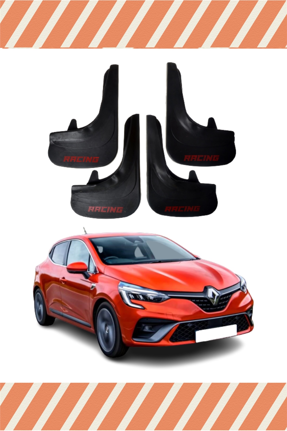 Renault Clio 5 Hb 2019-2021 Racing Yazılı 4'Lü Tozluk Çamurluk Paçalık 