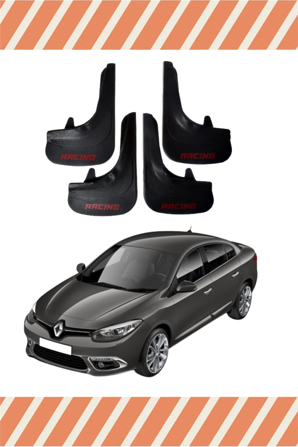 Renault Fluence Tüm Kasalar Racing Yazılı 4'Lü Tozluk Çamurluk Paçalık 