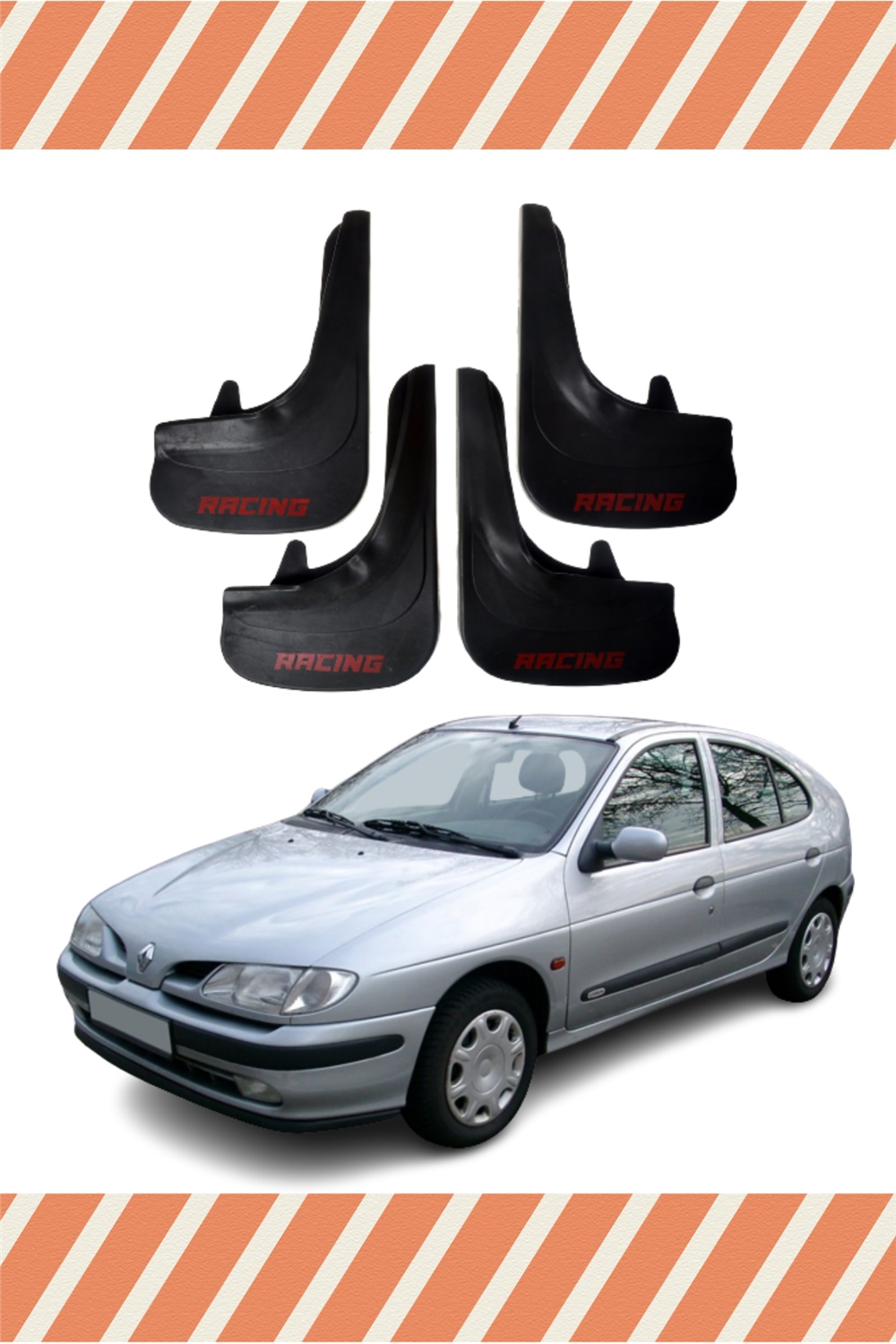 Renault Megane 1 Racing Yazılı 4'Lü Tozluk Çamurluk Paçalık 