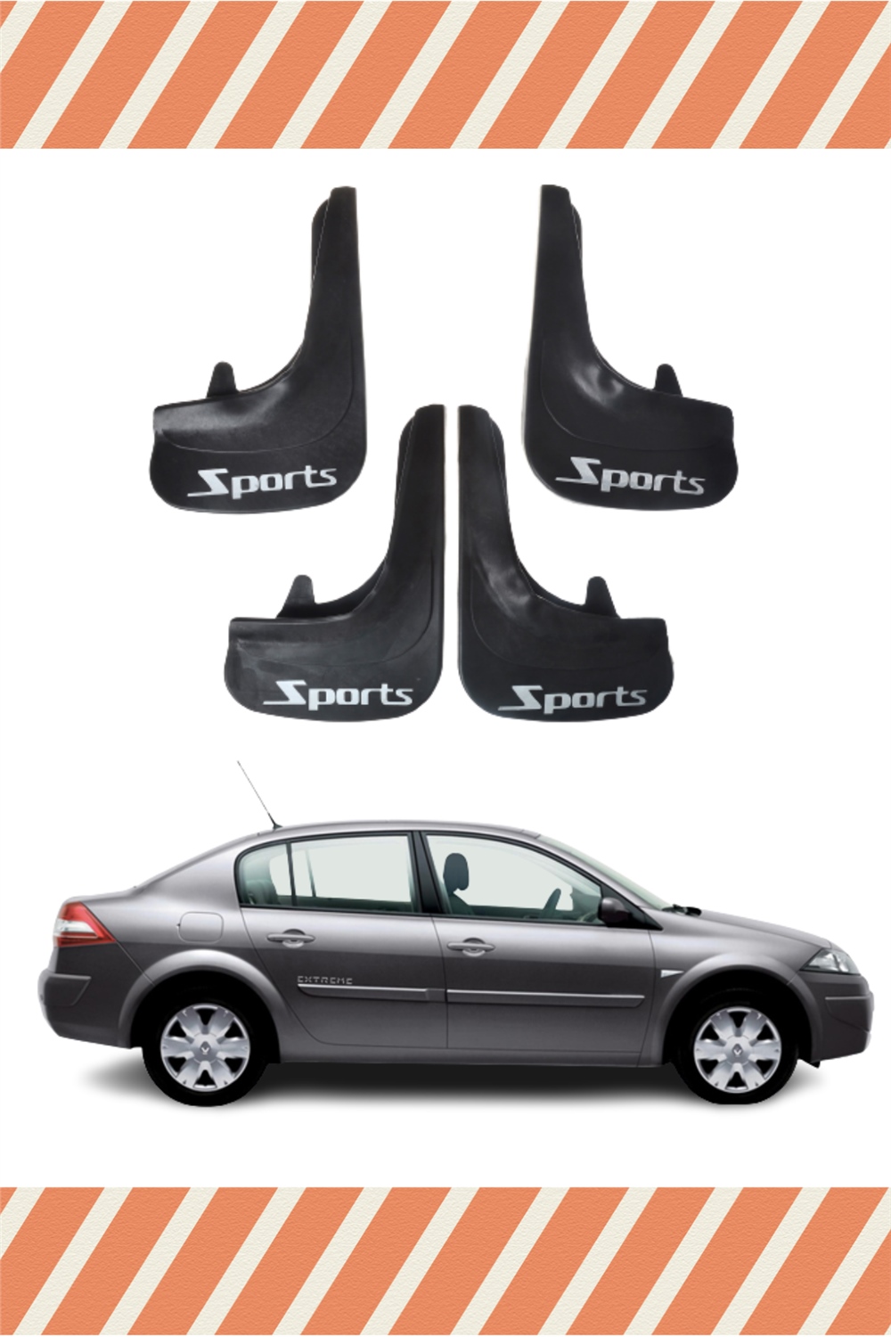 Renault Megane 2 Sd 2004-2010 Sports Yazılı 4Lü Tozluk Çamurluk Paçalık 