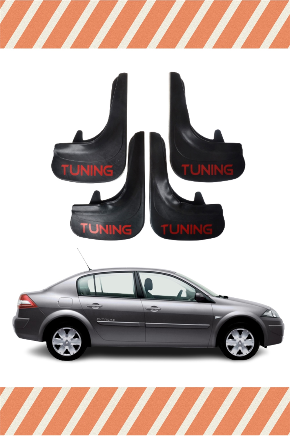 Renault Megane 2 Sd 2004-2010 Tunıng Yazılı 4Lü Tozluk Çamurluk Paçalık 
