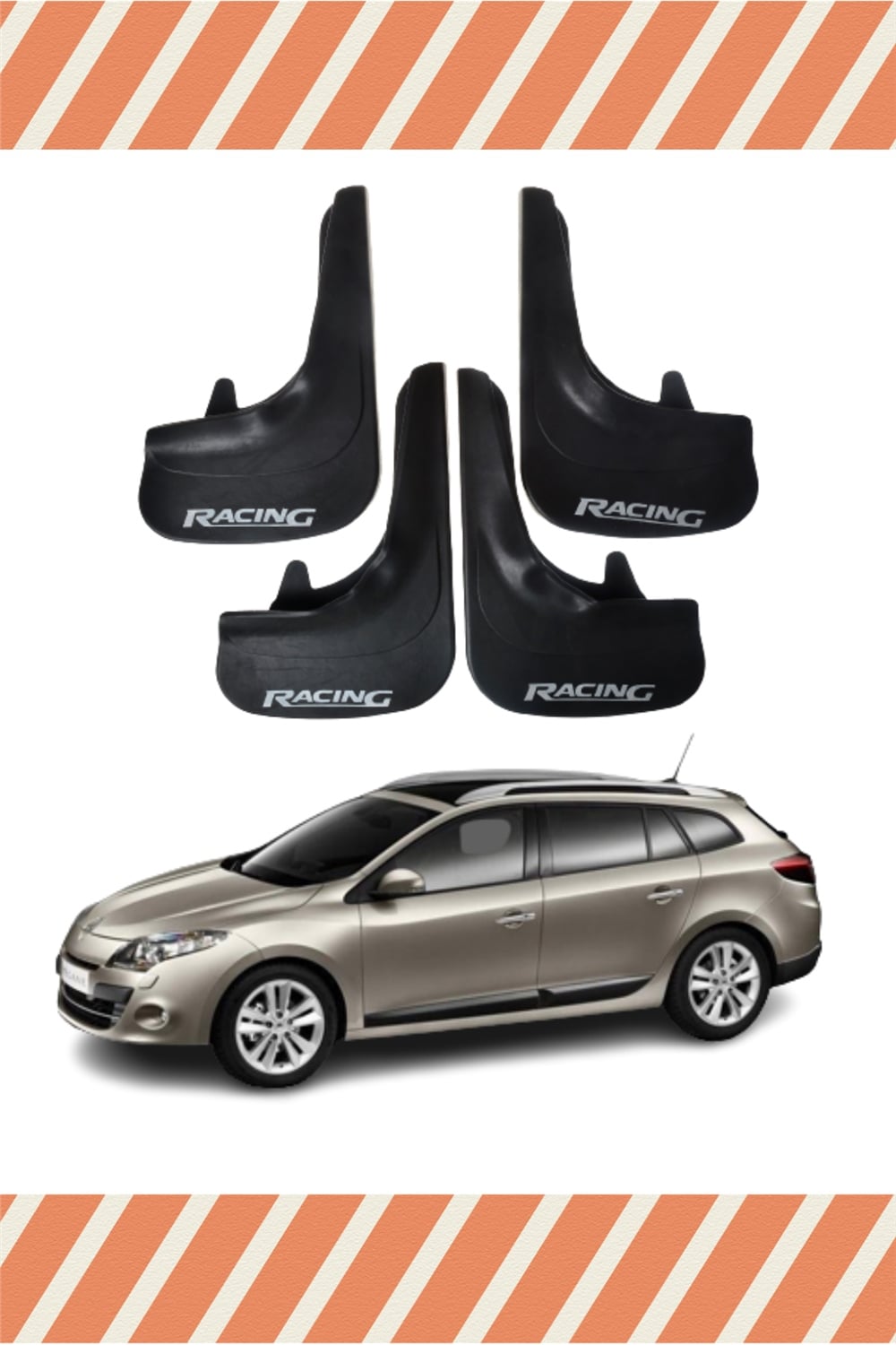 Renault Megane 3 Stw 2010-2016 Racing Yazılı 4'Lü Tozluk Çamurluk Paçalık 