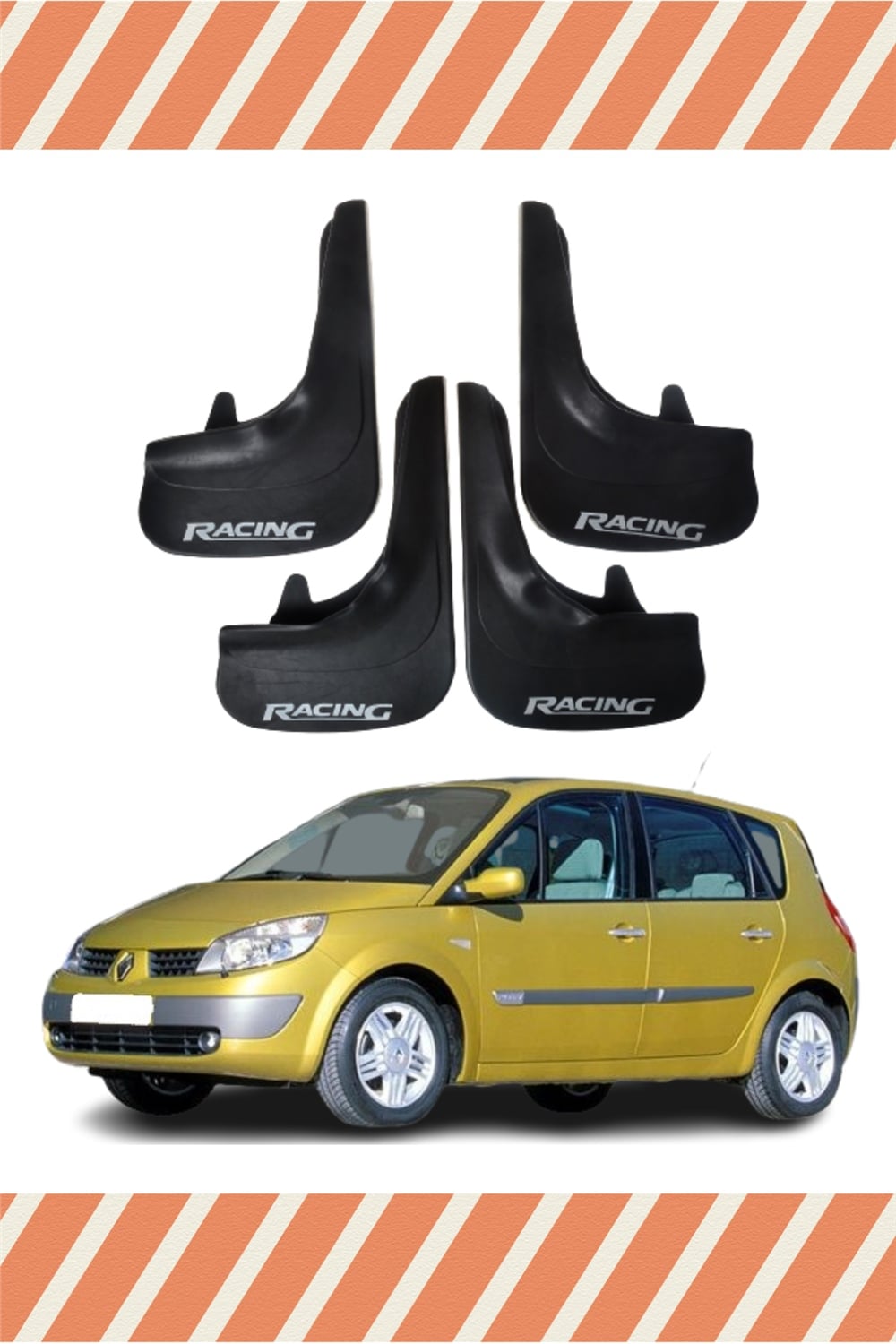 Renault Scenic Tüm Kasalar Racing Yazılı 4'Lü Tozluk Çamurluk Paçalık 