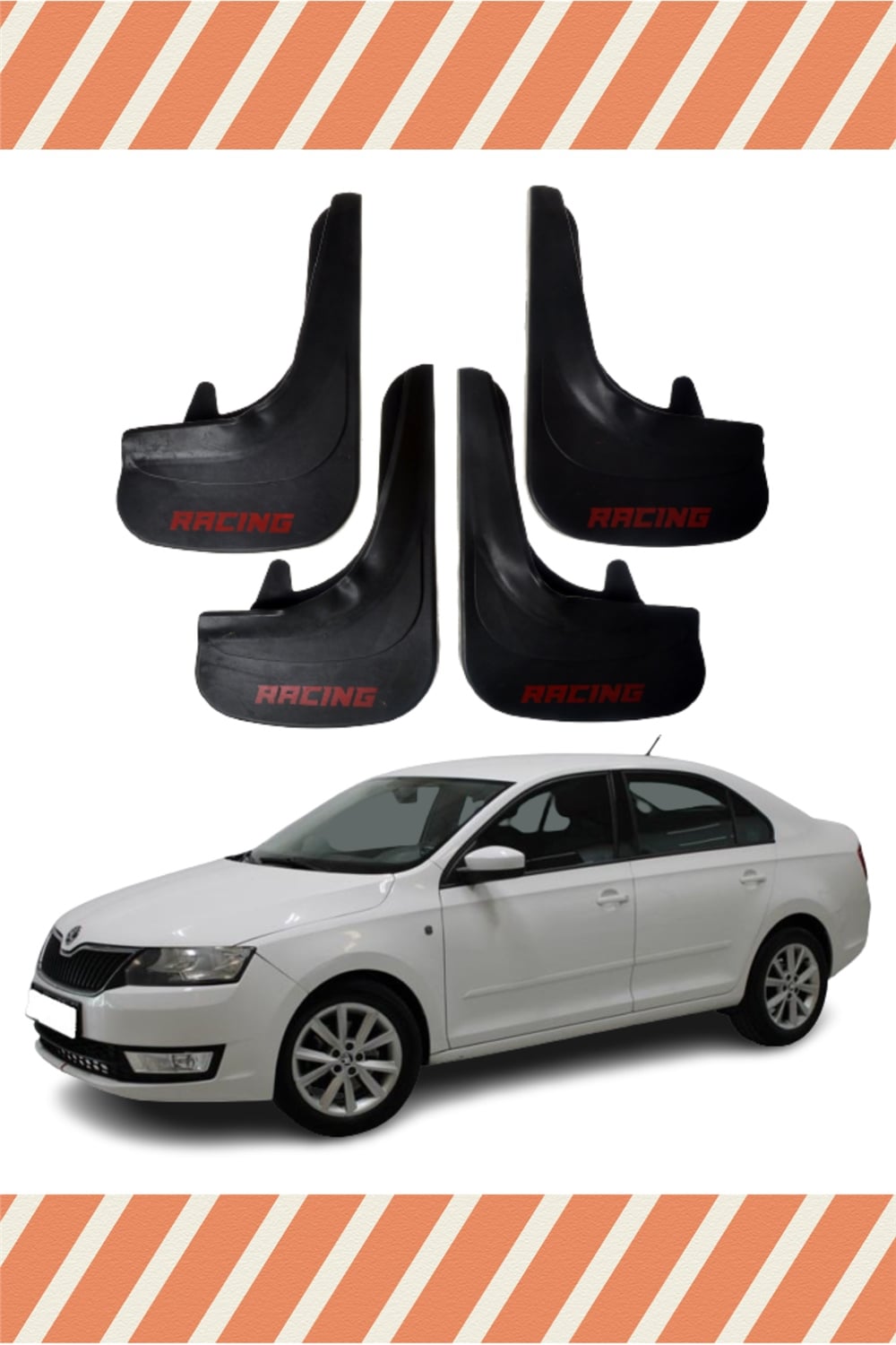 Skoda Rapid Racing Yazılı 4'Lü Tozluk Çamurluk Paçalık 
