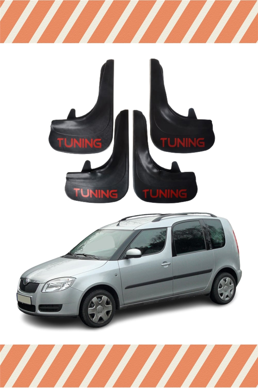 Skoda Roomster Tunıng Yazılı 4Lü Tozluk Çamurluk Paçalık 