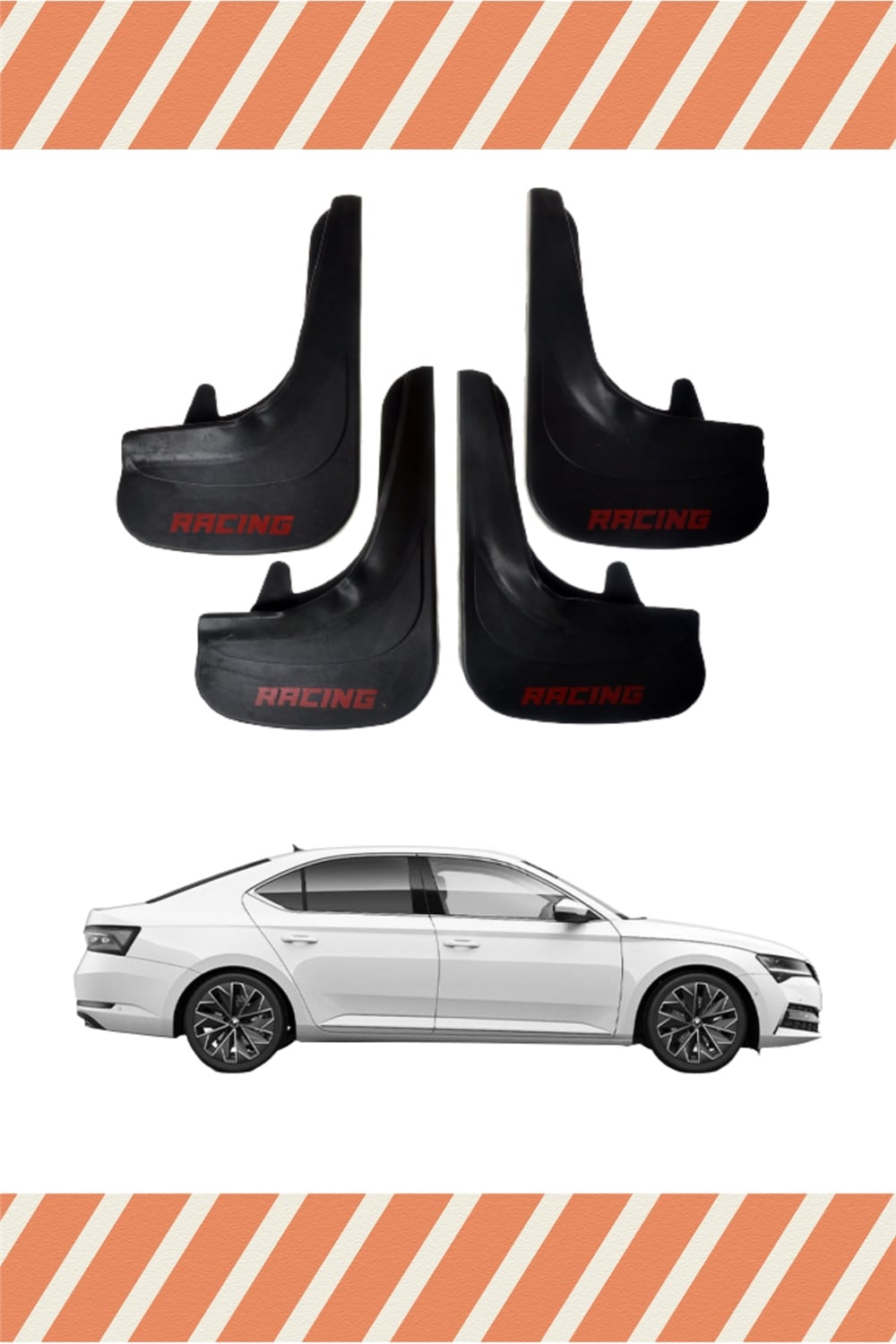Skoda Superb Racing Yazılı 4'Lü Tozluk Çamurluk Paçalık 