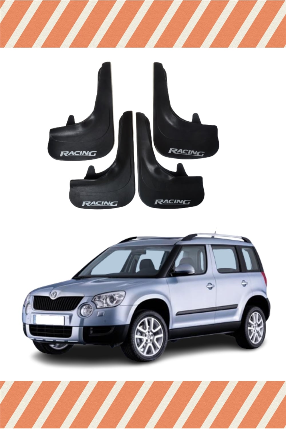 Skoda Yeti Racing Yazılı 4'Lü Tozluk Çamurluk Paçalık 