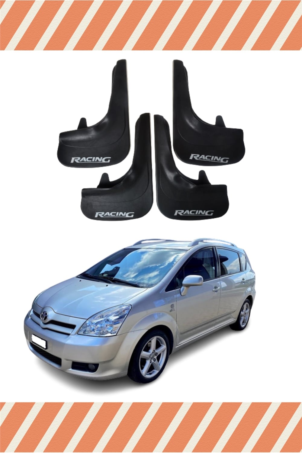 Toyota Verso 2004-2009 Racing Yazılı 4'Lü Tozluk Çamurluk Paçalık 