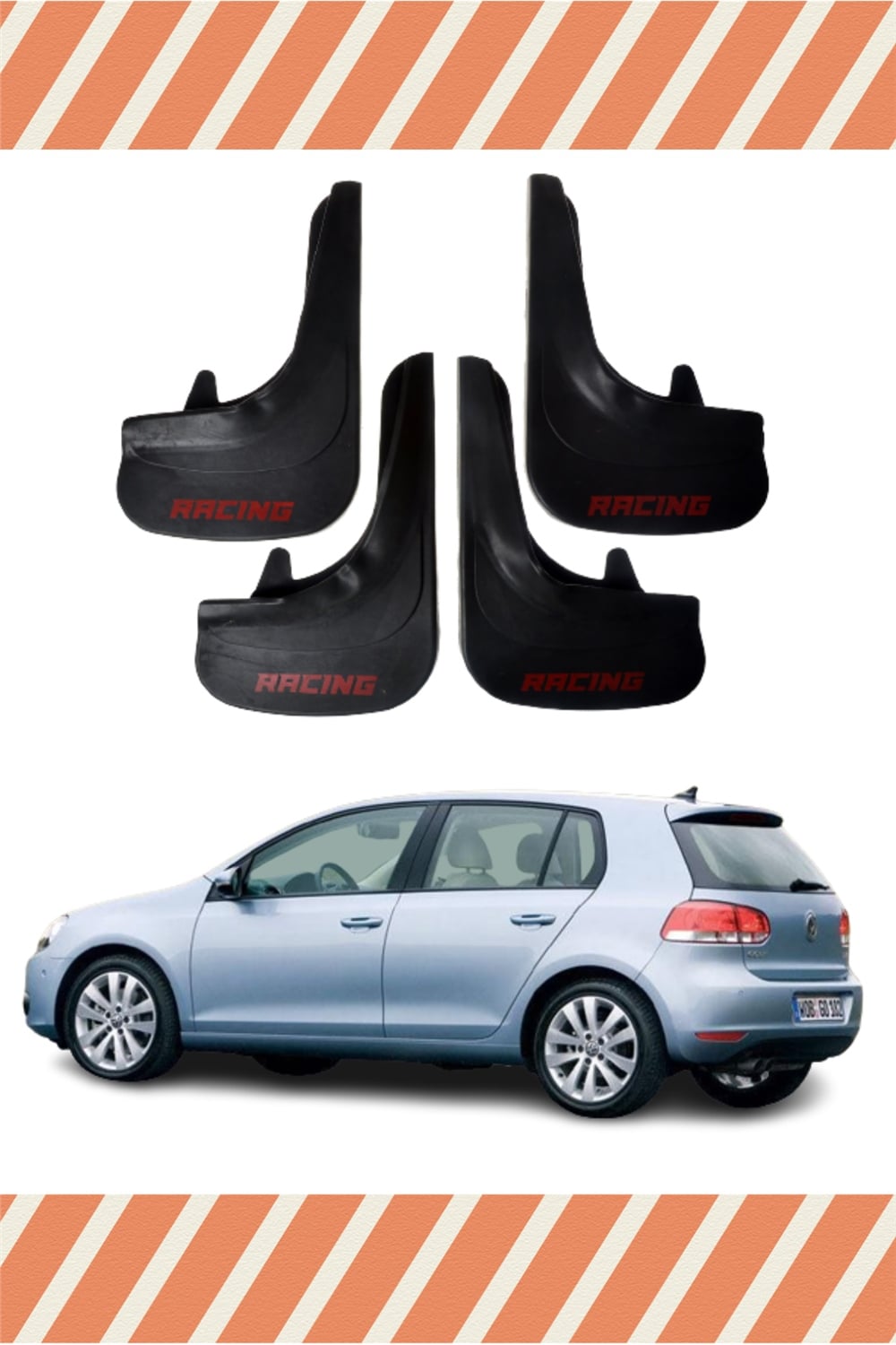 Volswagen Golf 6 Racing Yazılı 4'Lü Tozluk Çamurluk Paçalık 